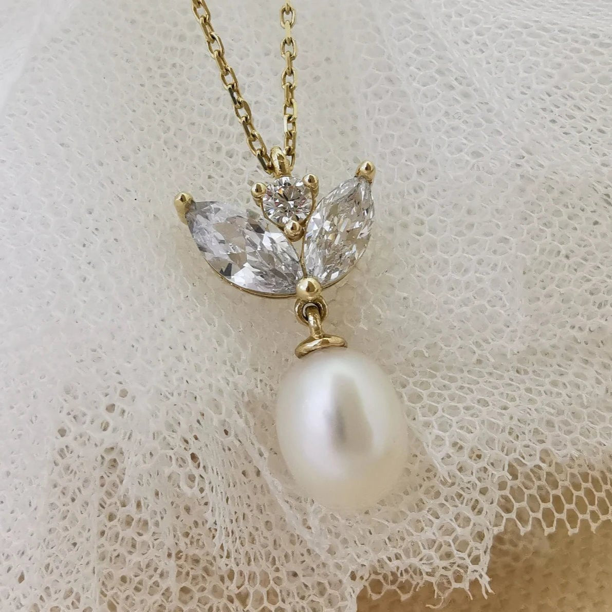 Marquise Pearl Necklace - ARTSY SILVER