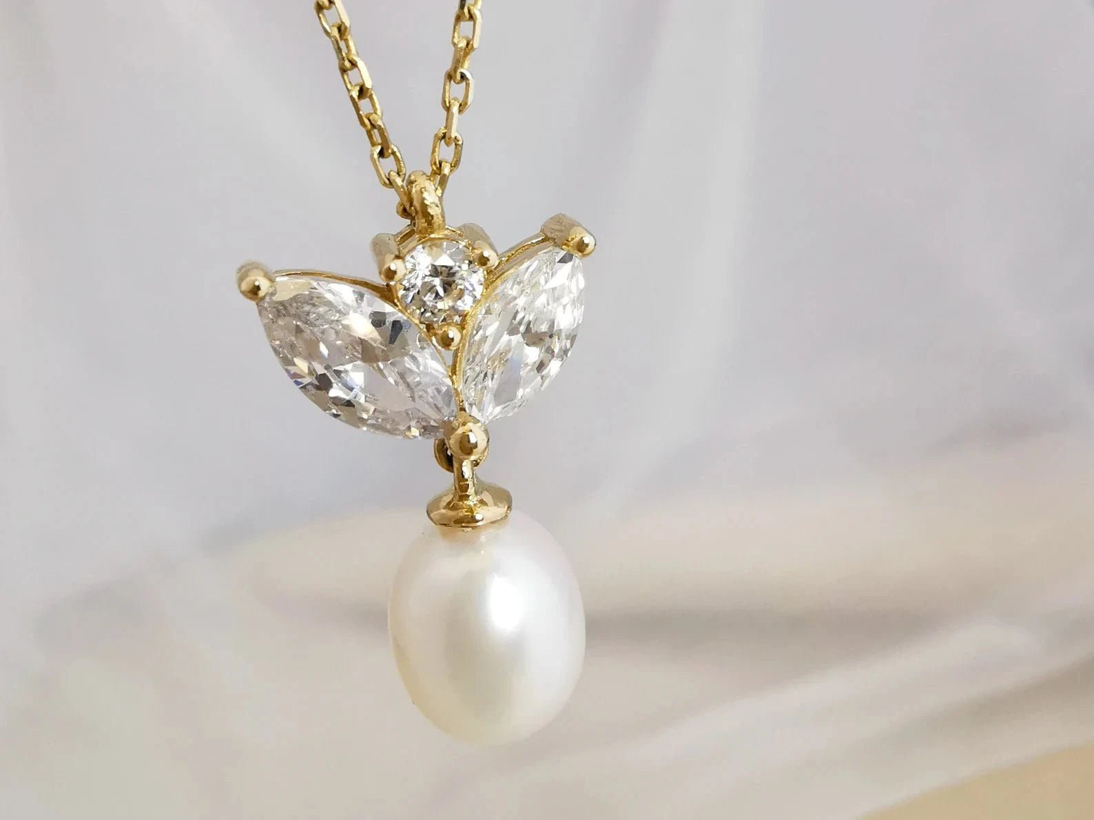 Marquise Pearl Necklace - ARTSY SILVER
