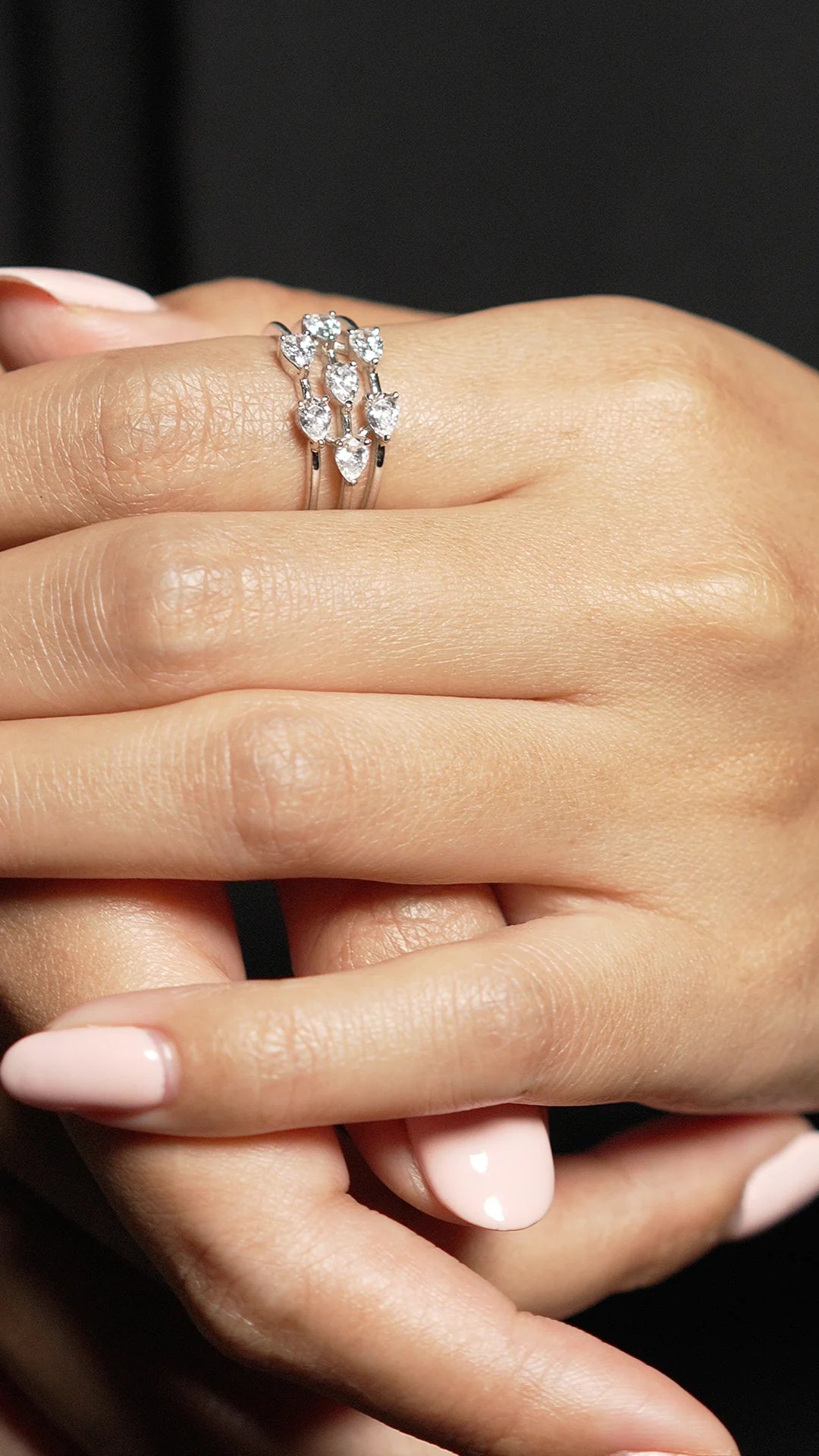 7 Pear Zircon Stones Ring Silver - ARTSY SILVER