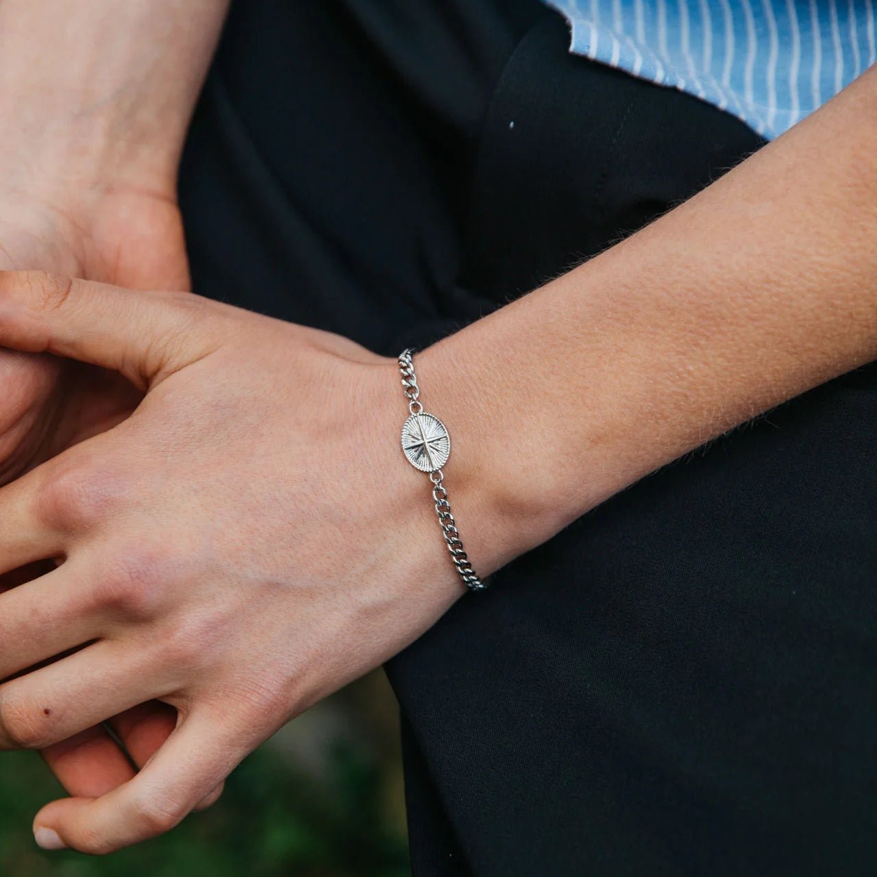 Diego Pole Star Silver Men Bracelet - ARTSY SILVER