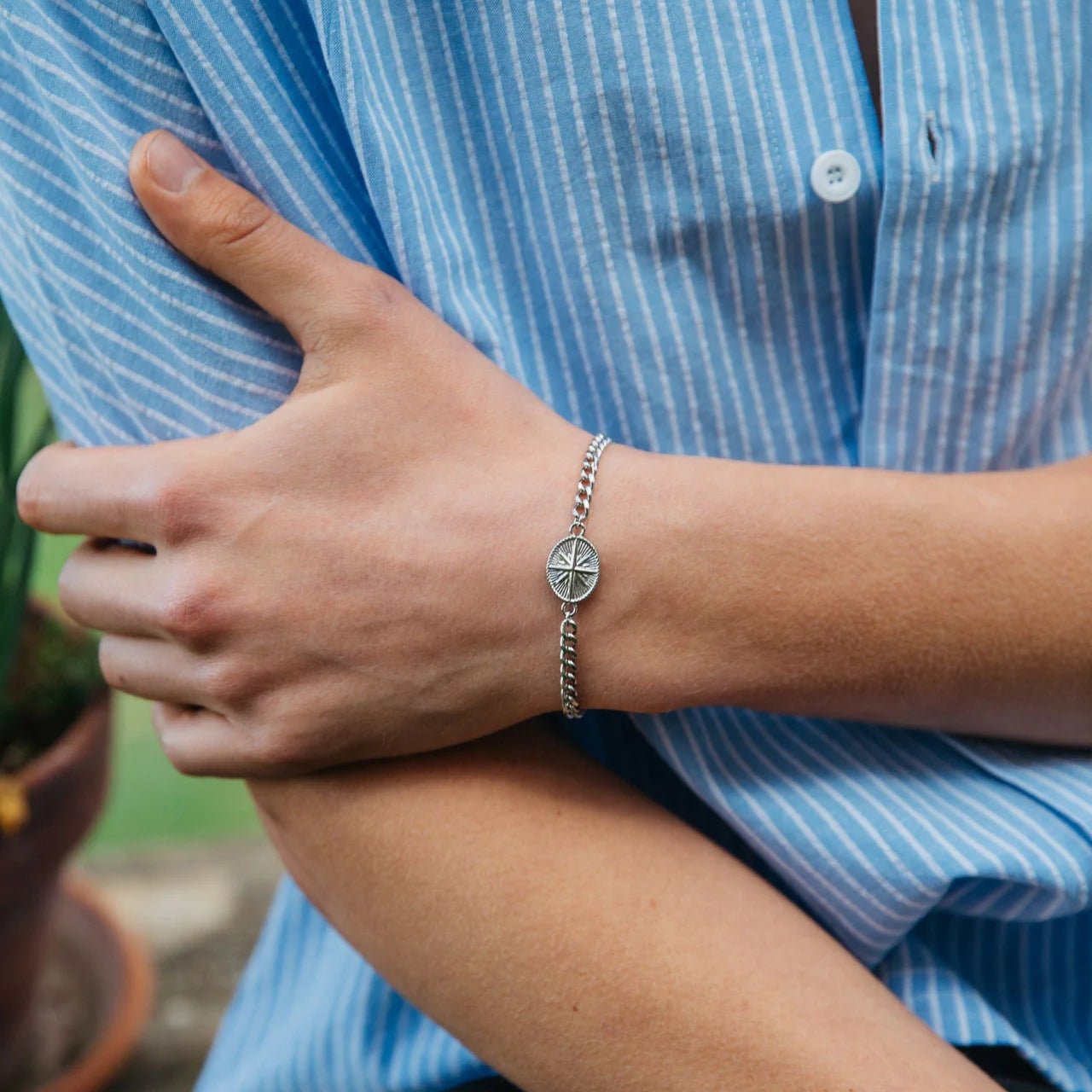 Diego Pole Star Silver Men Bracelet - ARTSY SILVER