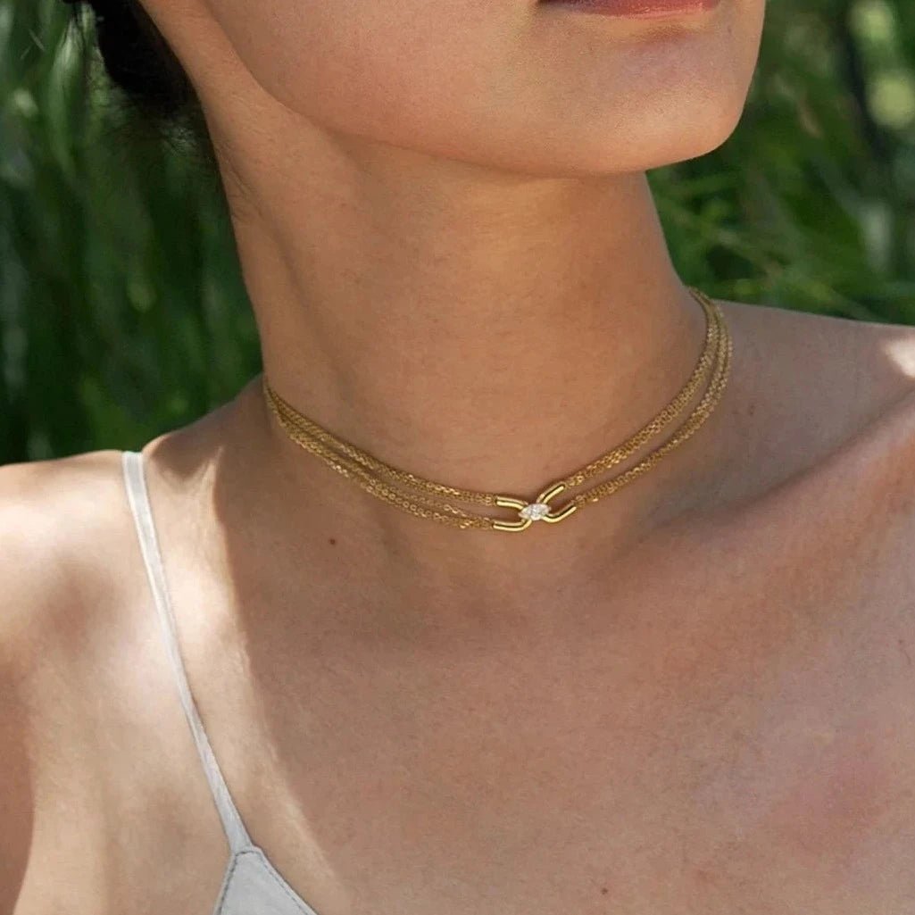 Multi Chains Adjustable Necklace Gold Plating - ARTSY SILVER