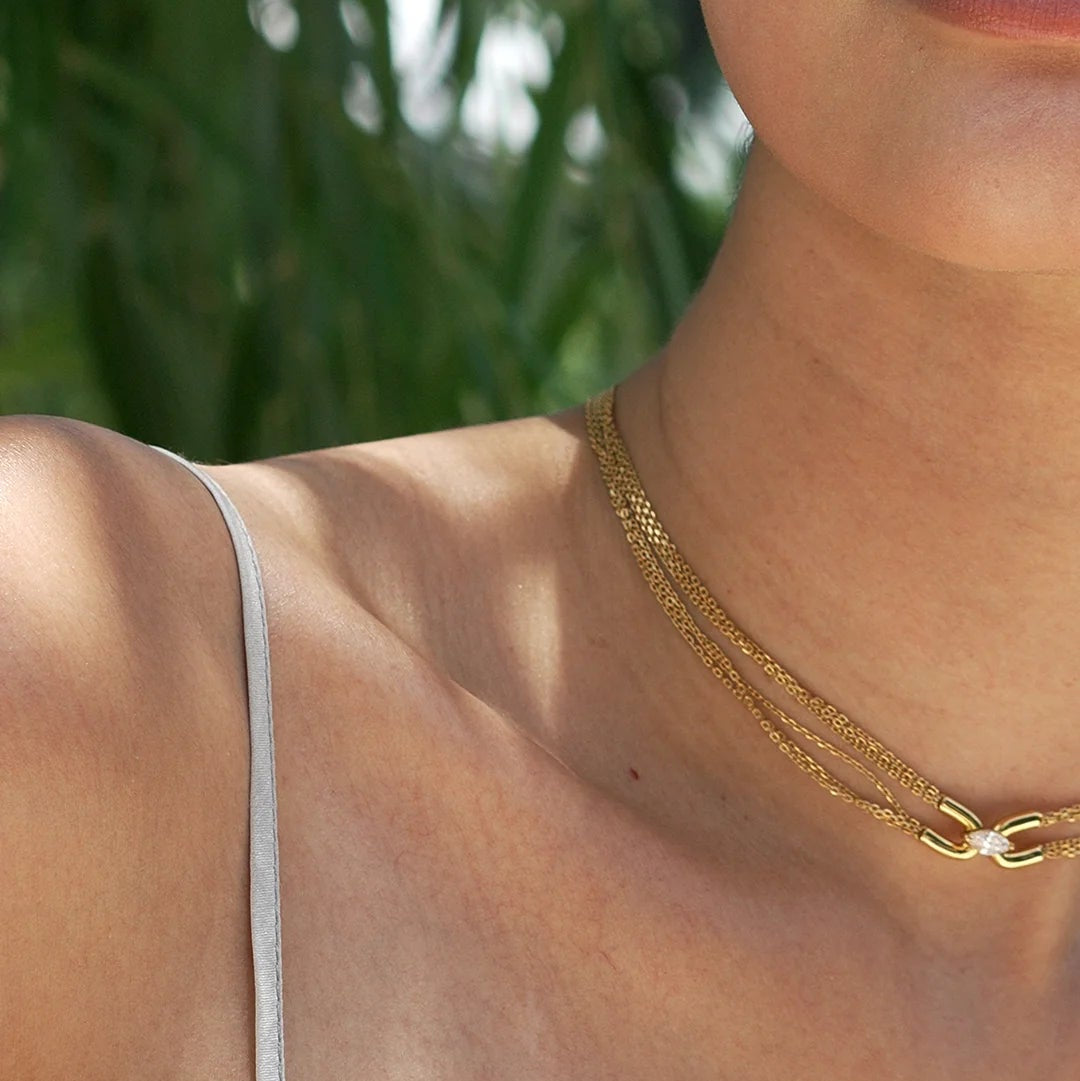 Multi Chains Adjustable Necklace Gold Plating - ARTSY SILVER