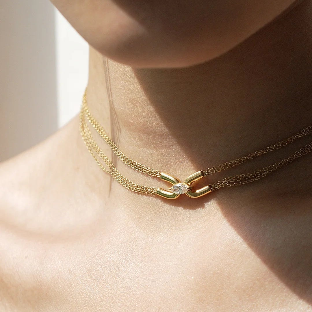 Multi Chains Adjustable Necklace Gold Plating - ARTSY SILVER