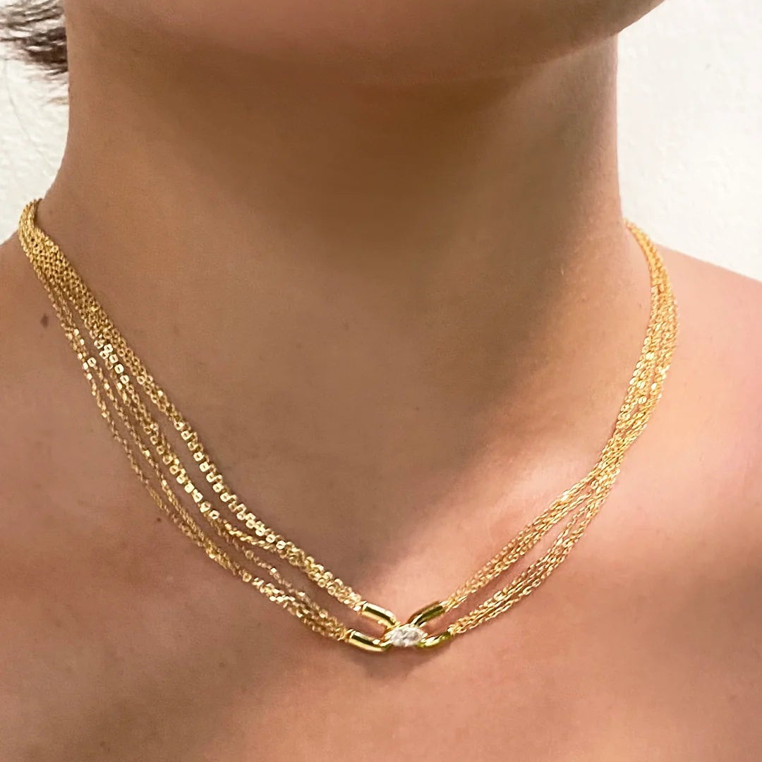 Multi Chains Adjustable Necklace Gold Plating - ARTSY SILVER