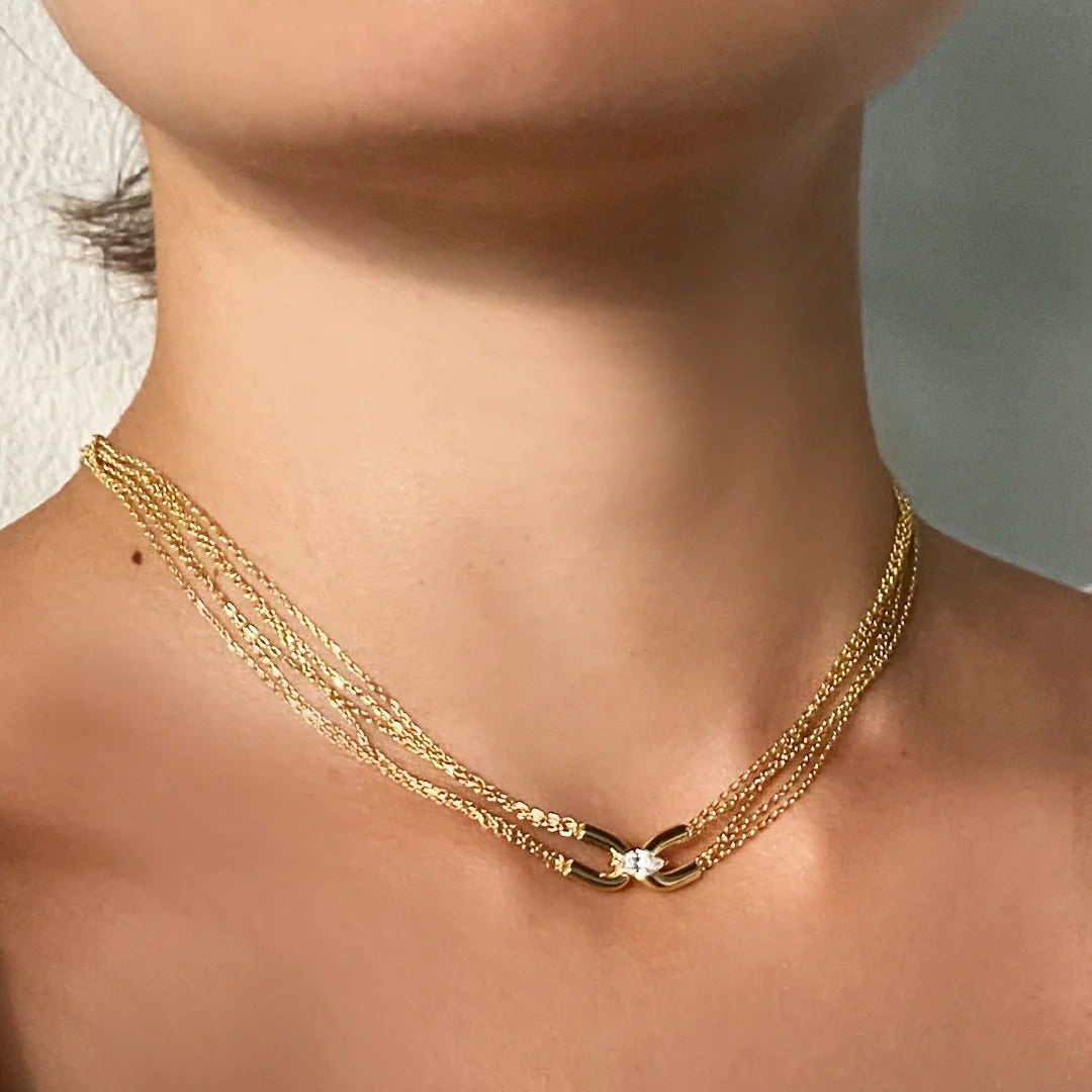 Multi Chains Adjustable Necklace Gold Plating - ARTSY SILVER