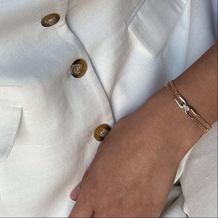 Multi Chain Zircon Stone Bracelet - ARTSY SILVER