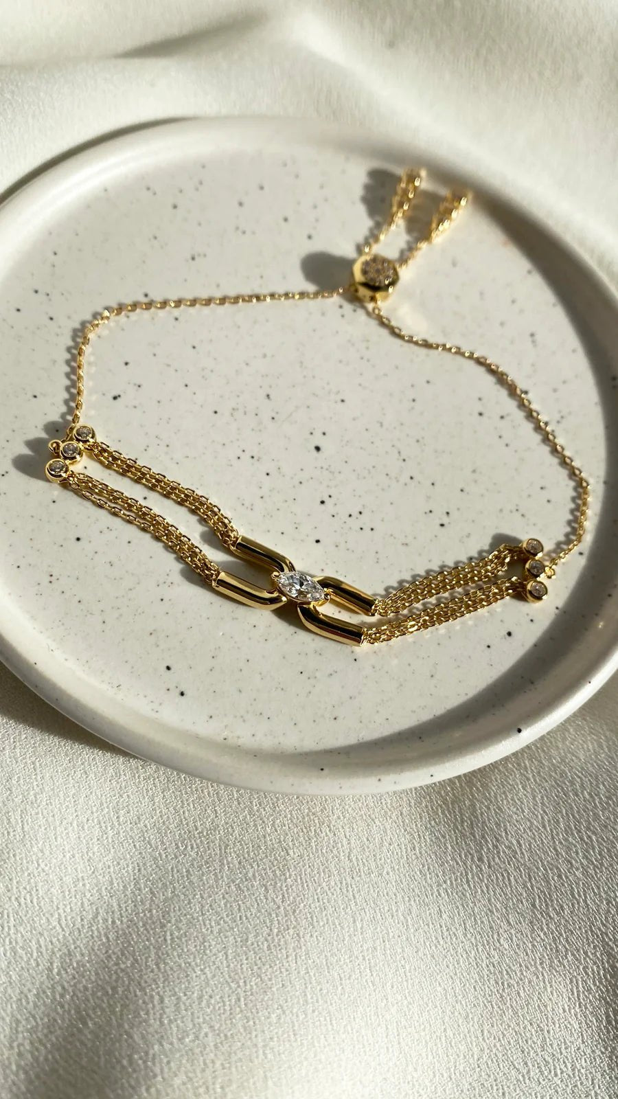 Multi Chain Zircon Stone Bracelet - ARTSY SILVER