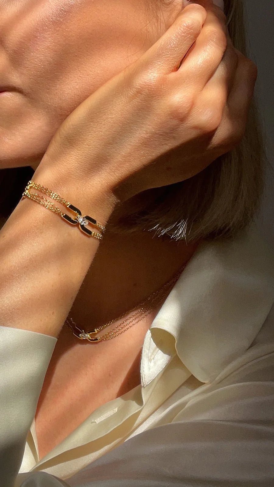Multi Chain Zircon Stone Bracelet - ARTSY SILVER