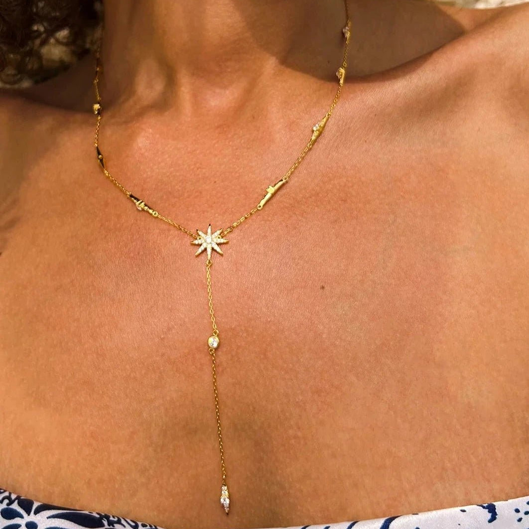 Shine Star Golden Necklace & Bracelet Set - ARTSY SILVER