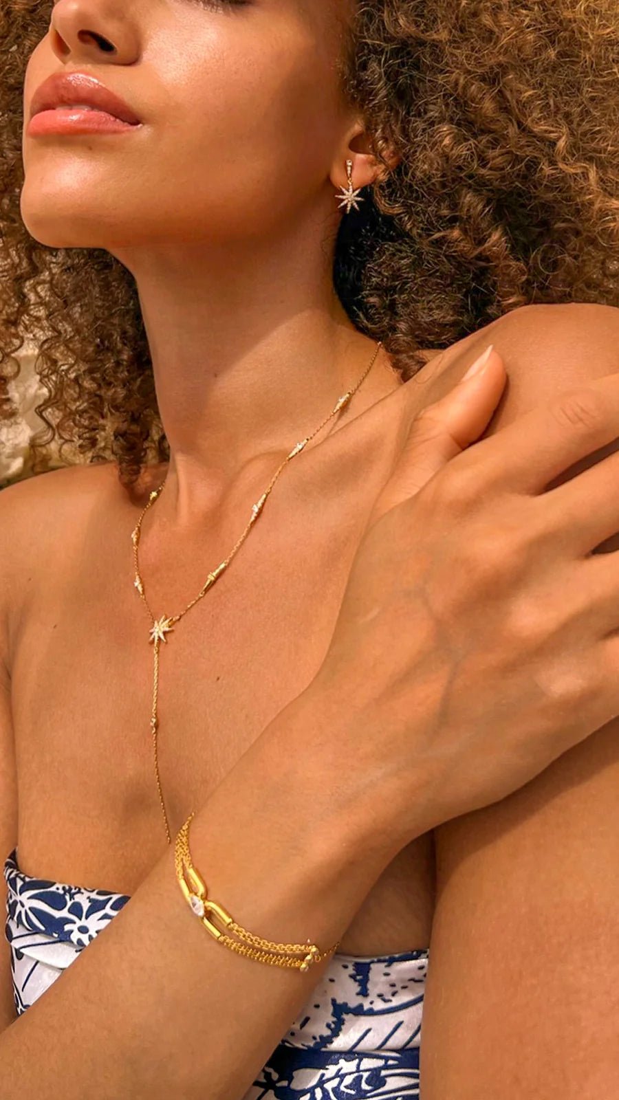 Shine Star Golden Necklace & Bracelet Set - ARTSY SILVER
