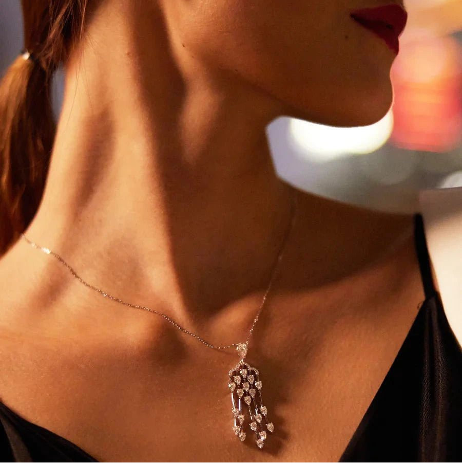 Dainty Zircon Stones Necklace & Earrings Set - ARTSY SILVER