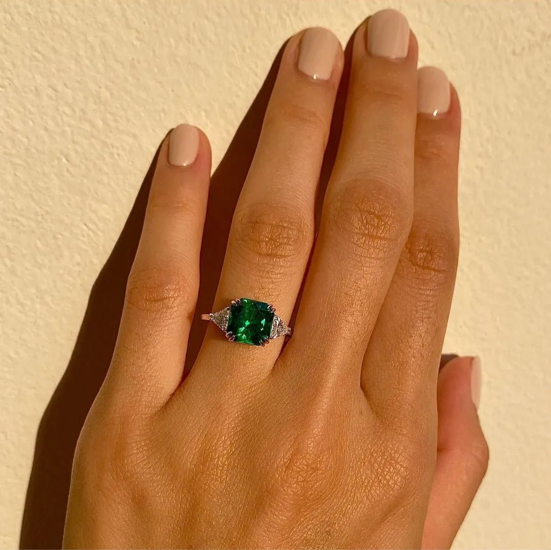 Muse Emerald Ring - ARTSY SILVER