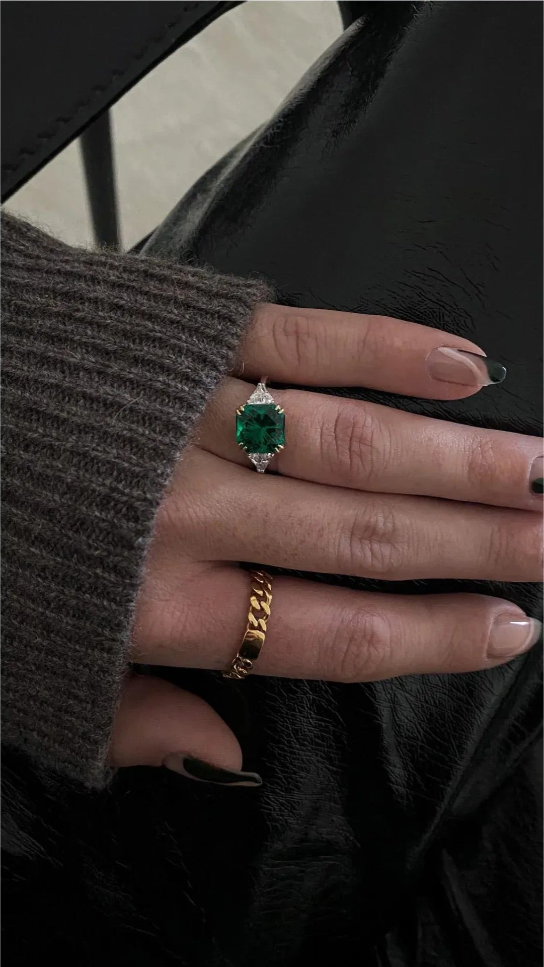 Muse Emerald Ring - ARTSY SILVER