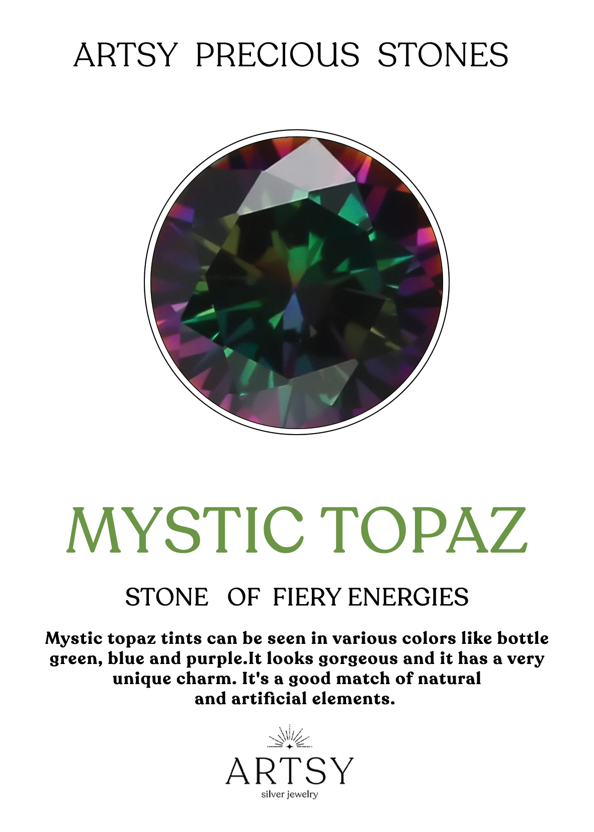 Mystic Topaz Stone Cat Necklace