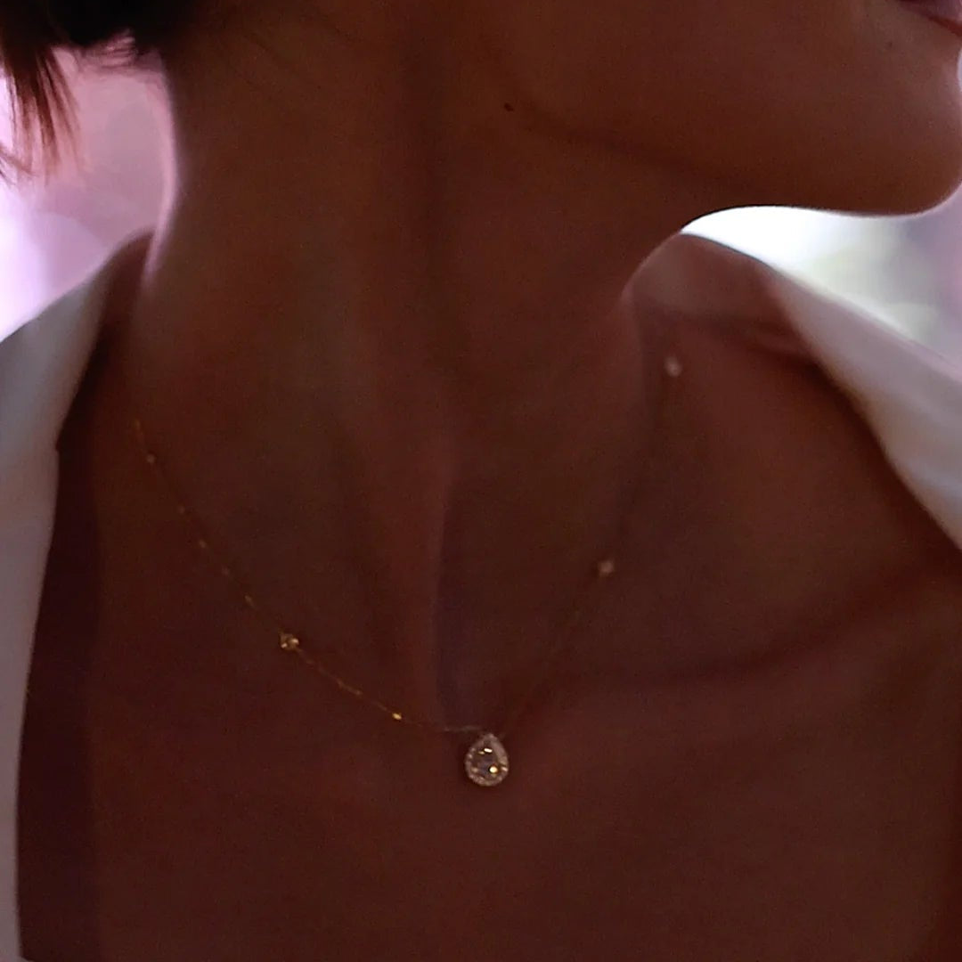 Swan Lake Pear Gold Plated Necklace - ARTSY SILVER