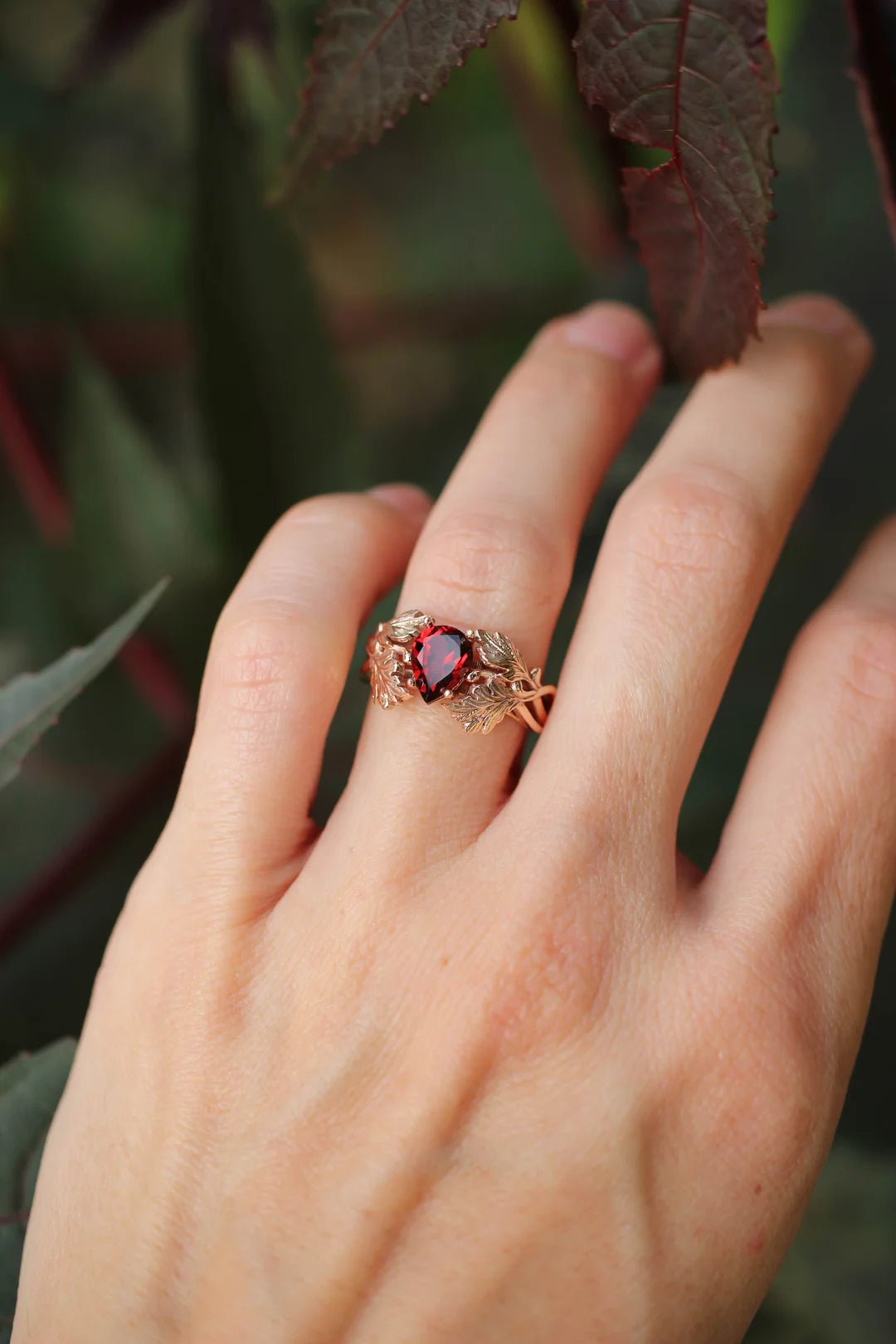 Fiery Garnet Gem Ring - ARTSY SILVER