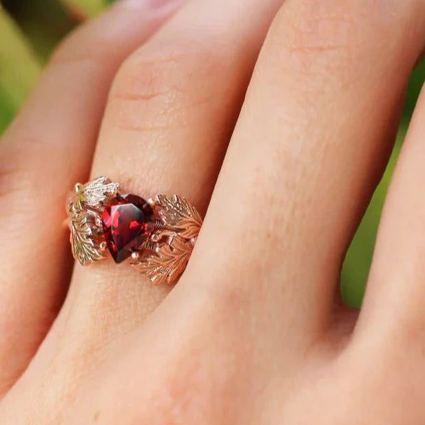 Fiery Garnet Gem Ring - ARTSY SILVER