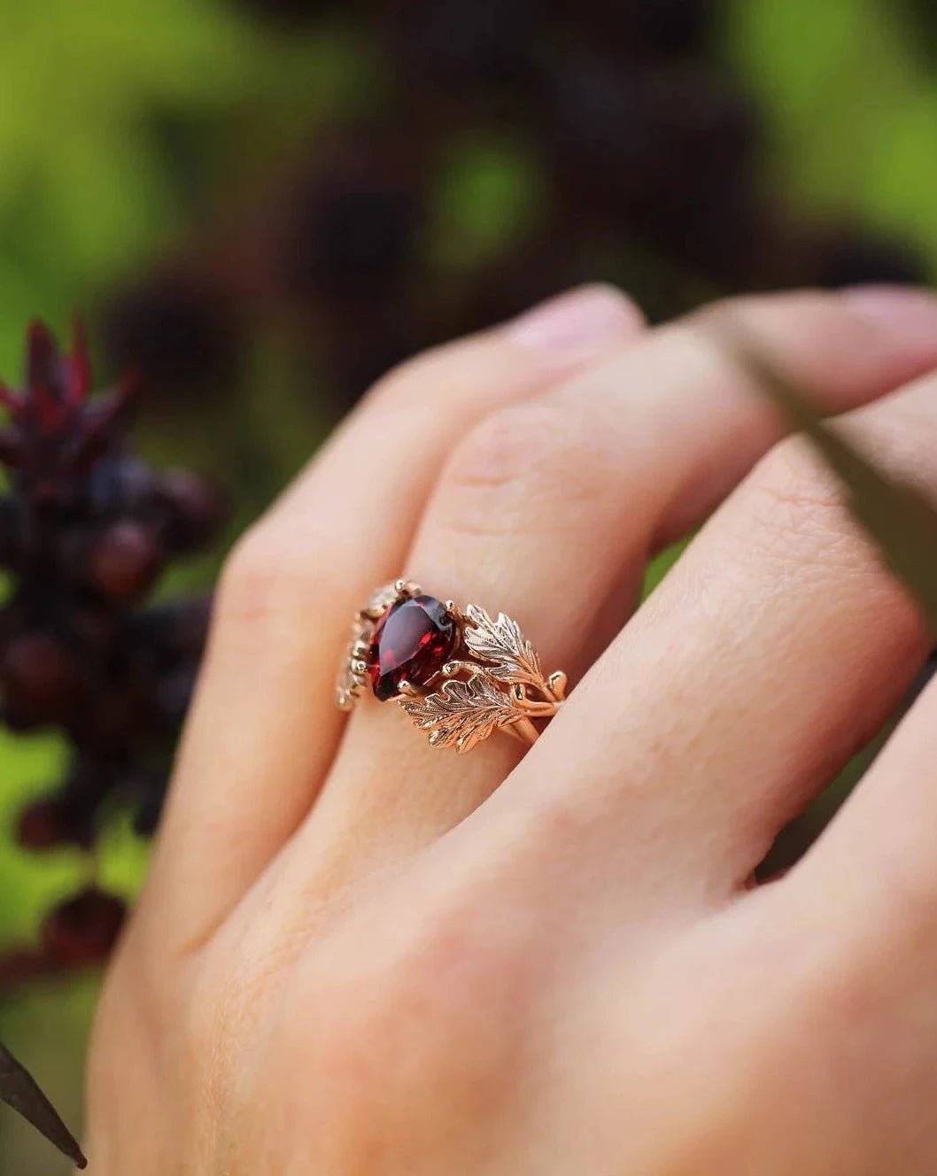 Fiery Garnet Gem Ring - ARTSY SILVER