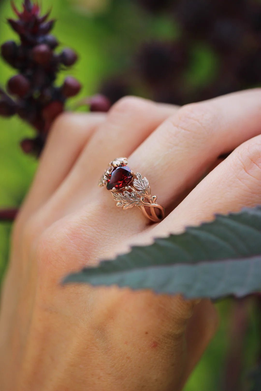 Fiery Garnet Gem Ring - ARTSY SILVER