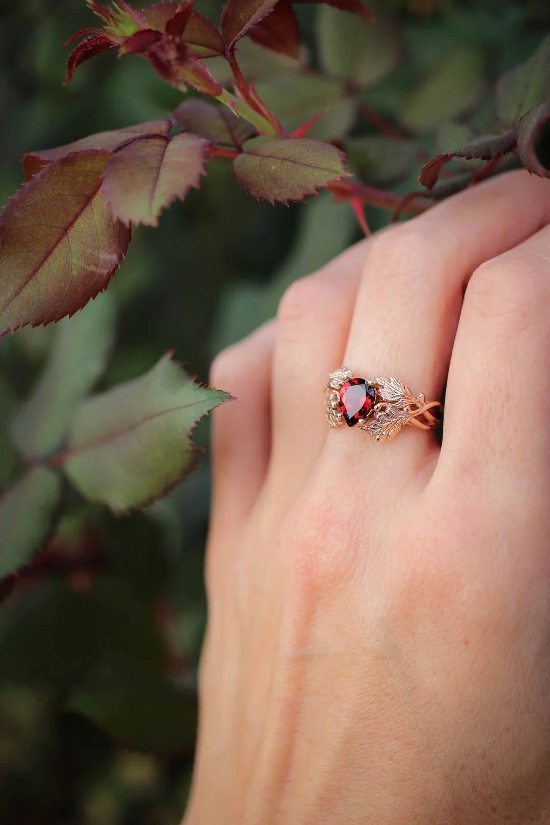 Fiery Garnet Gem Ring - ARTSY SILVER