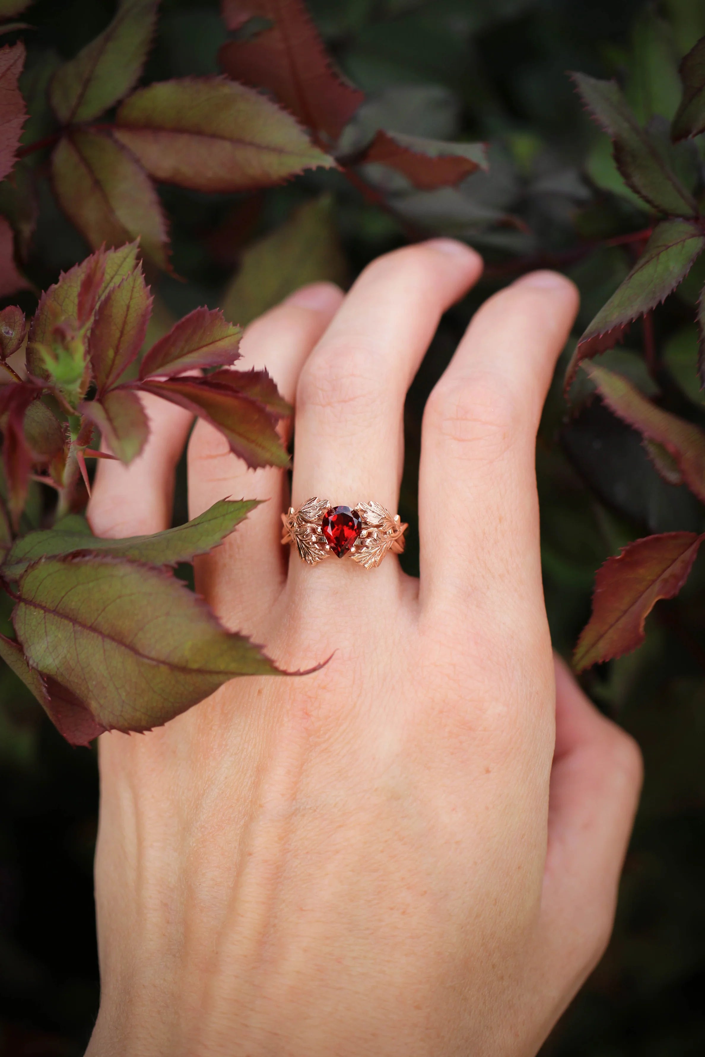 Pear Cut Garnet Stone Ring