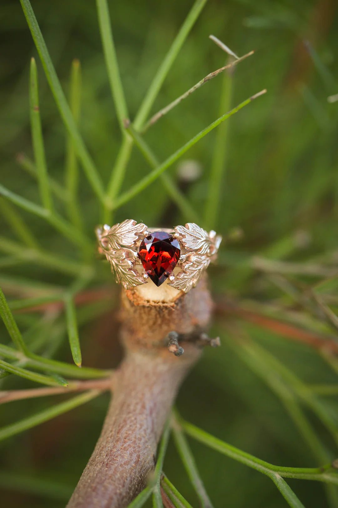 Pear Cut Garnet Stone Ring