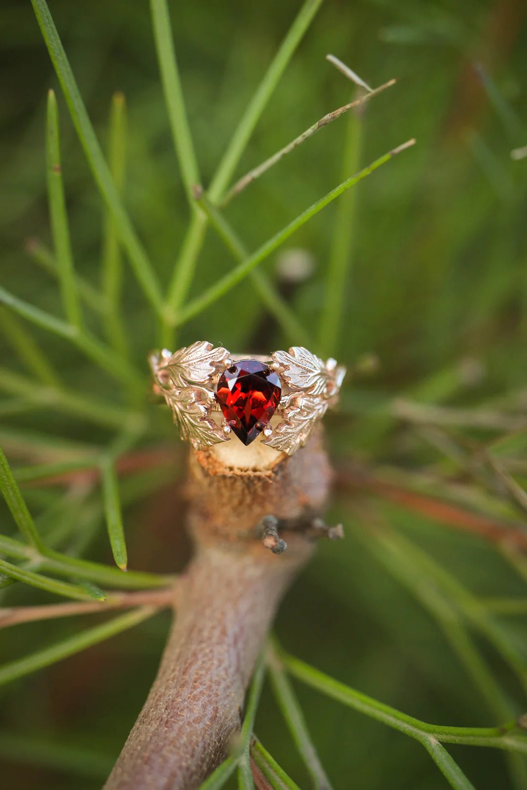 Fiery Garnet Gem Ring - ARTSY SILVER