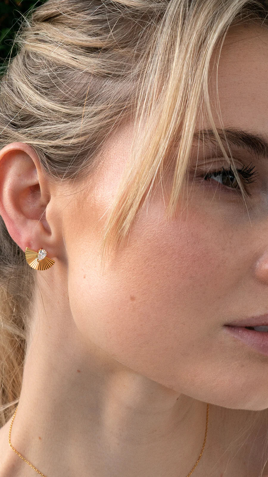 Pear Zircon Stone Earrings Gold Plating