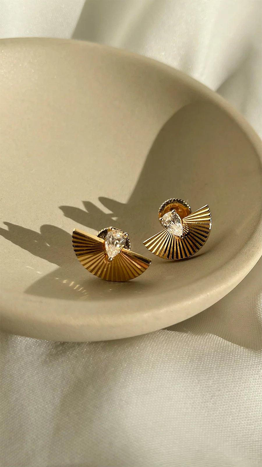Pear Zircon Stone Earrings Gold Plating