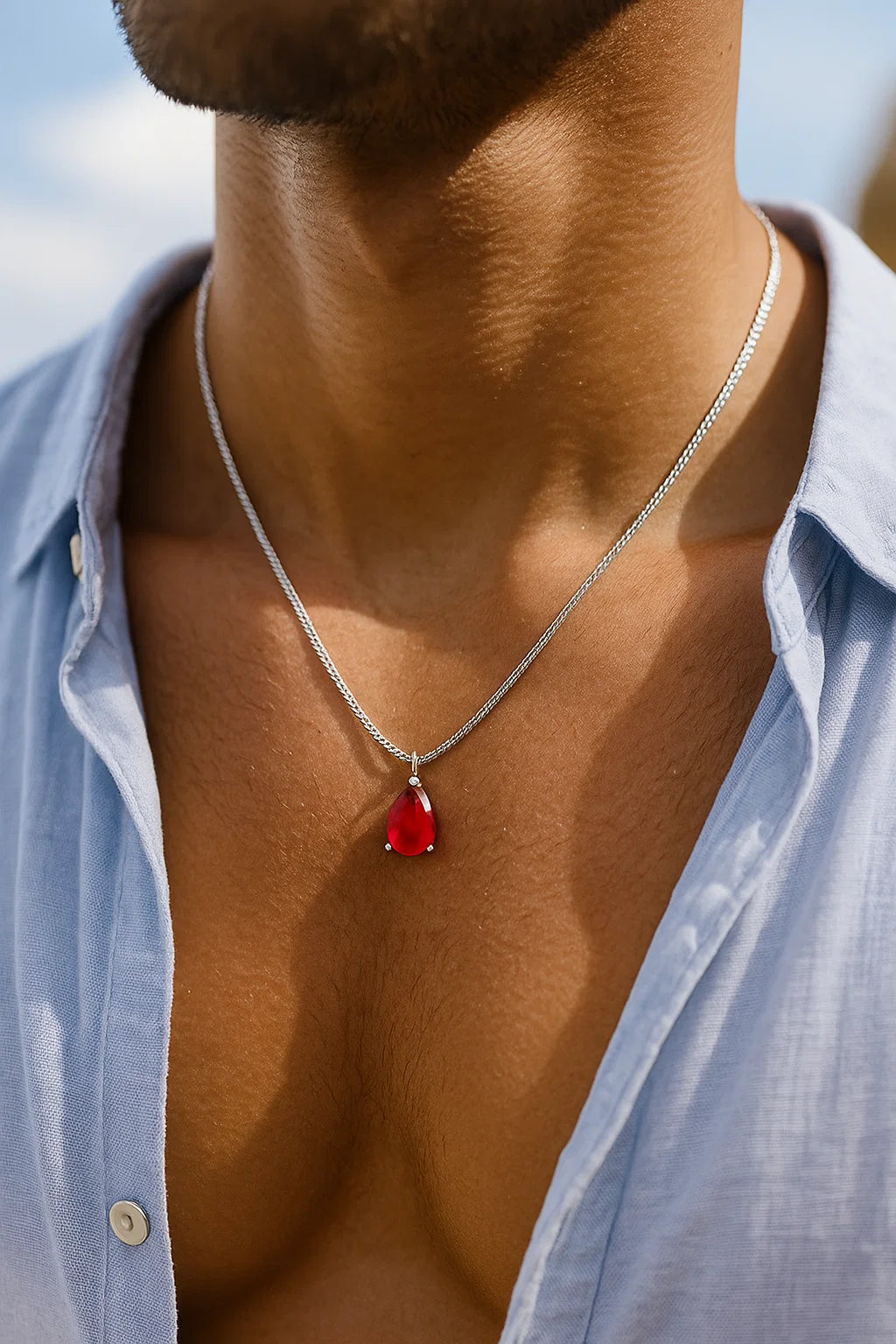 Mars Red Pear Cut Pendant