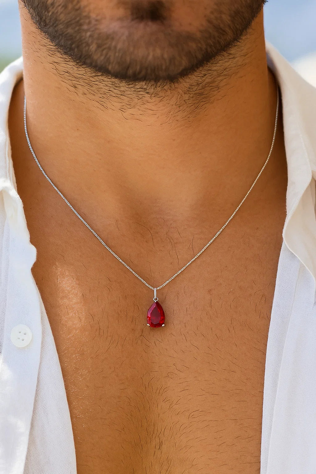 Mars Red Pear Cut Pendant