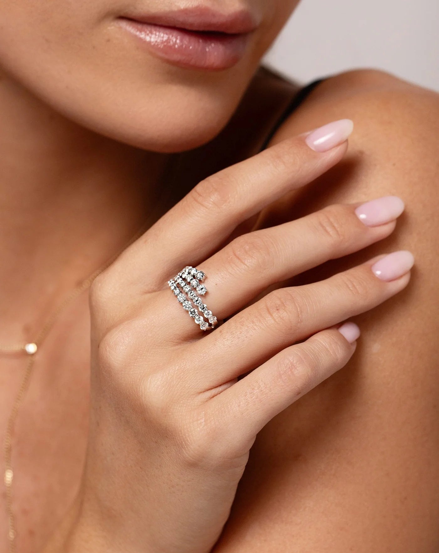 Fanned stone Statement Ring - ARTSY SILVER