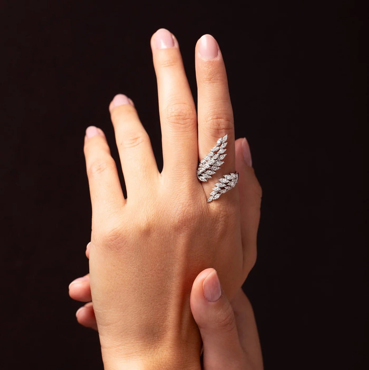Angel Blooming Wrap Zircon Ring - ARTSY SILVER