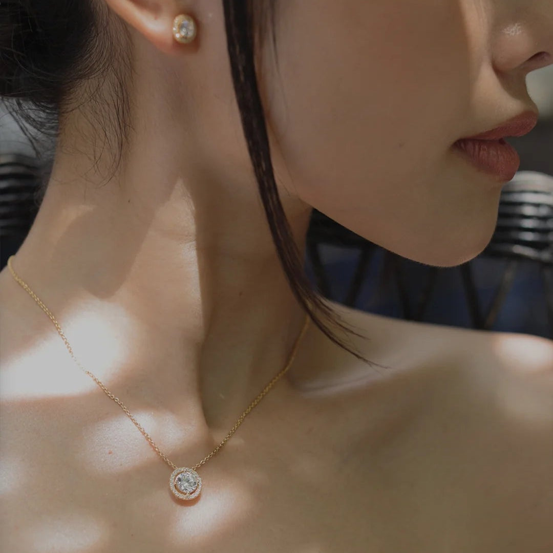 Round Zircon Stones Necklace Gold Plating - ARTSY SILVER