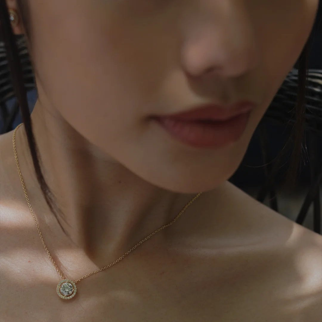 Round Zircon Stones Necklace Gold Plating - ARTSY SILVER