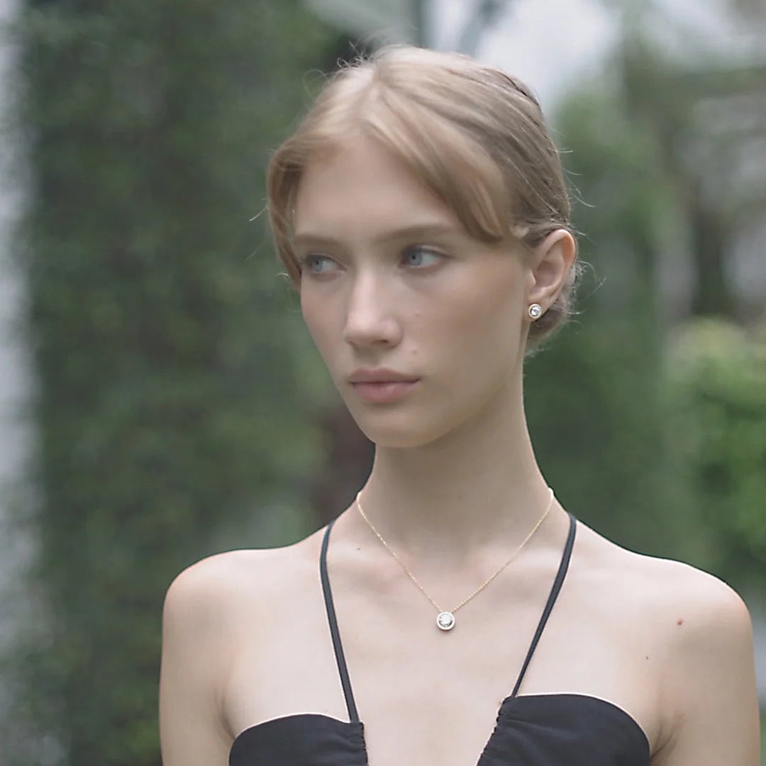 Round Zircon Stones Necklace Gold Plating - ARTSY SILVER