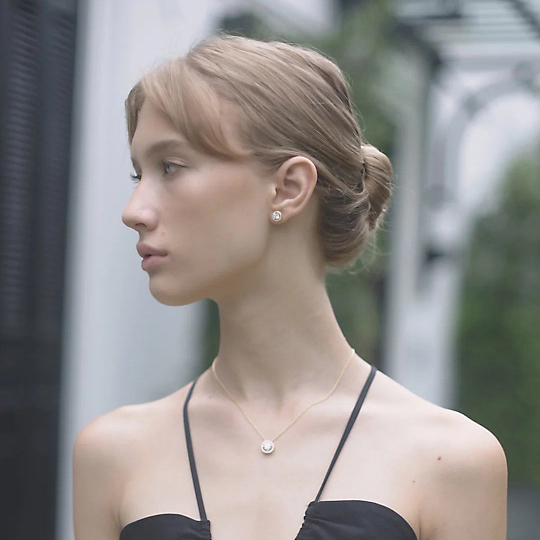 Round Zircon Stones Necklace Gold Plating - ARTSY SILVER