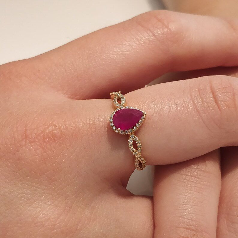 Miraculous Ruby Stone Ring - ARTSY SILVER