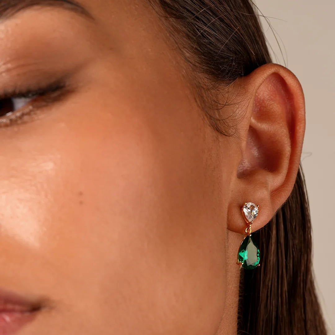 Matcha Emerald Earrings - ARTSY SILVER