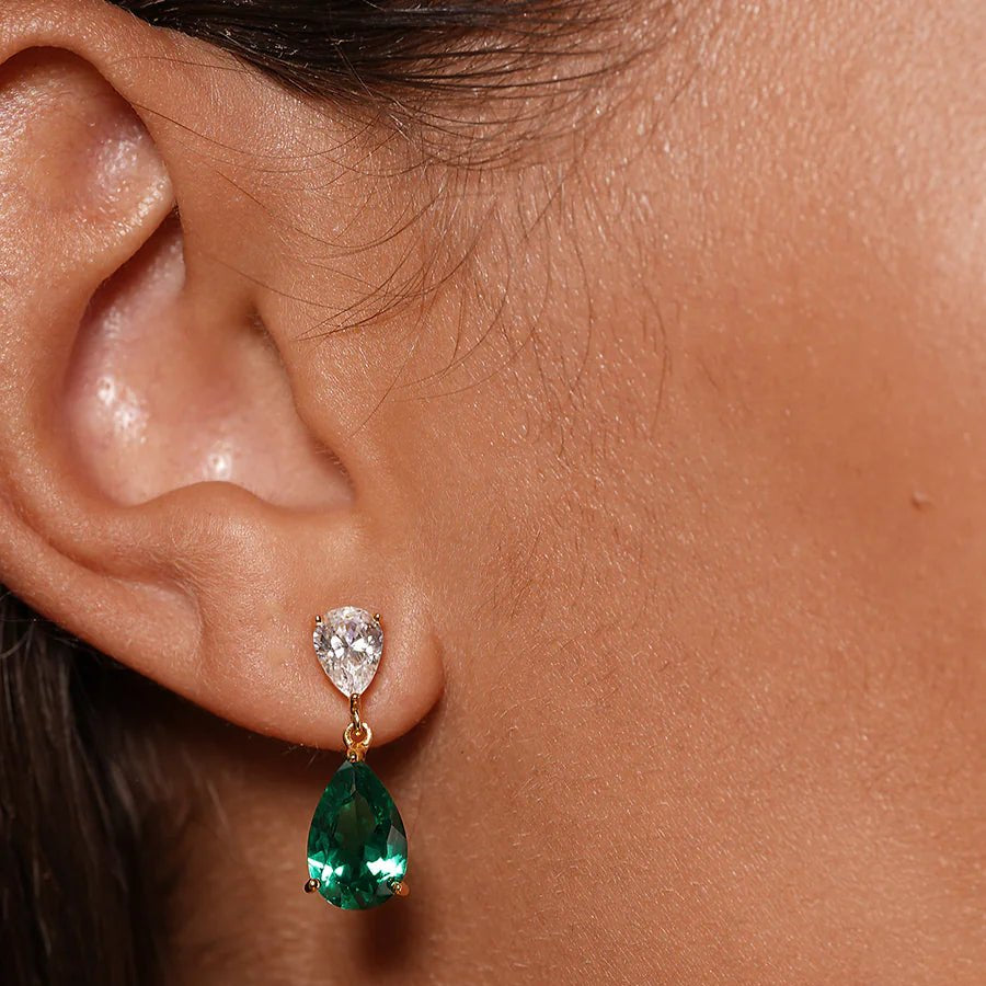 Matcha Emerald Earrings - ARTSY SILVER