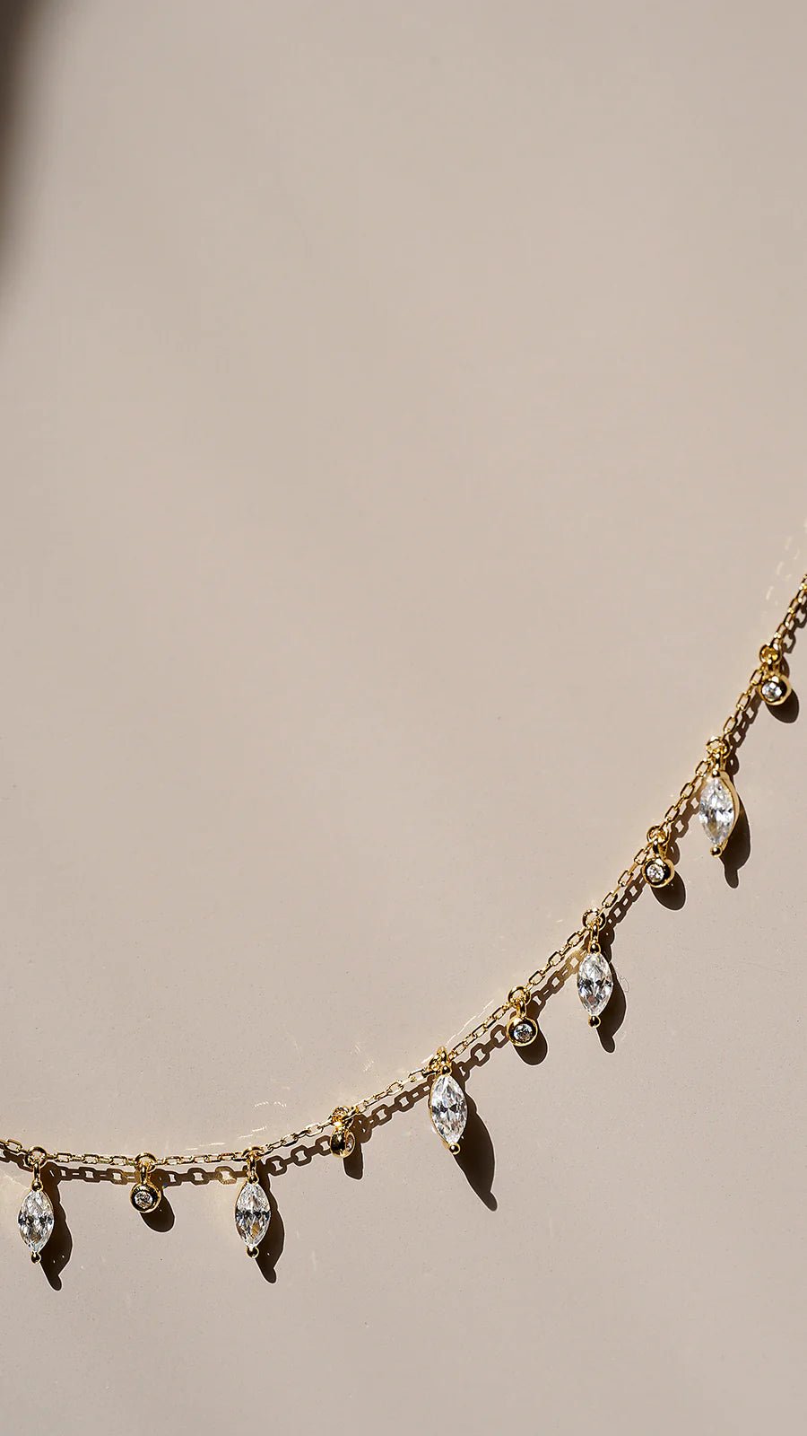 Marquise And Round Stones Adjustable Necklace - ARTSY SILVER