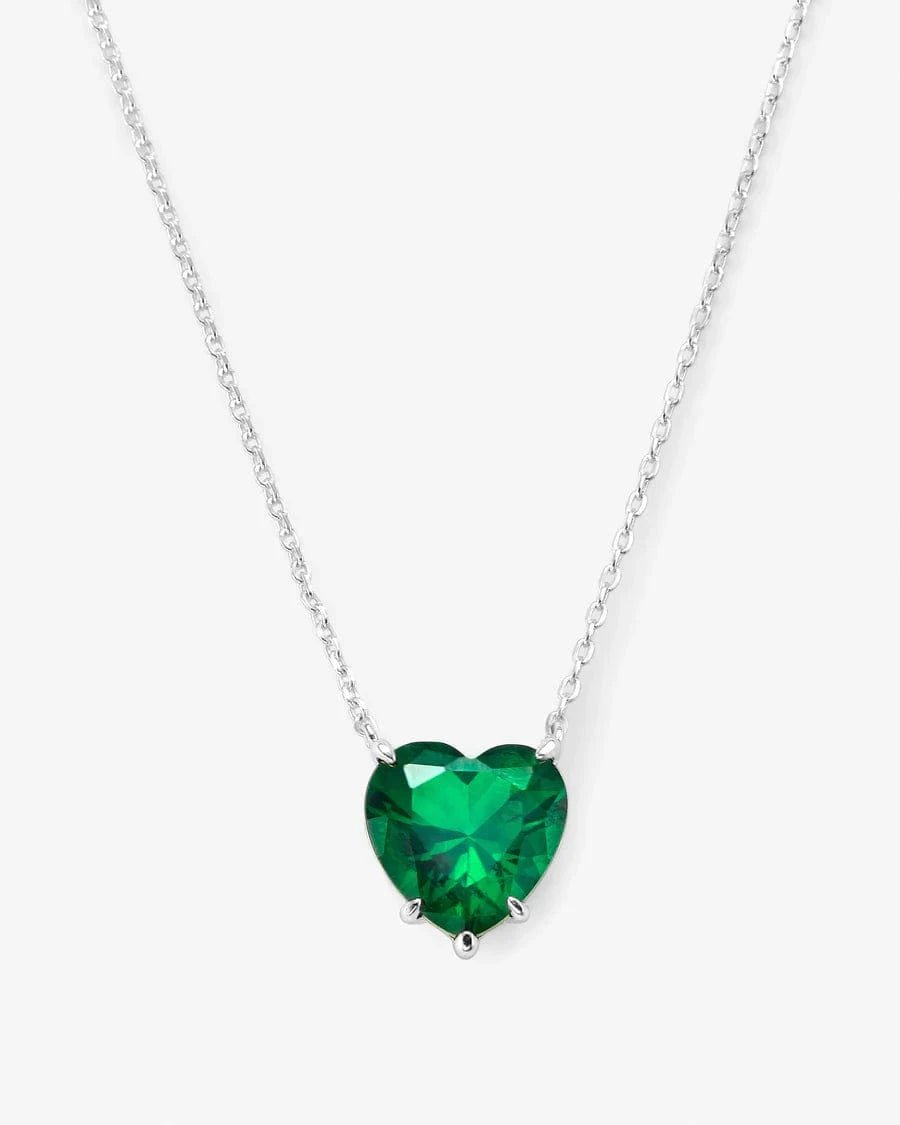Adore You Silver Emerald Heart Necklace - ARTSY SILVER
