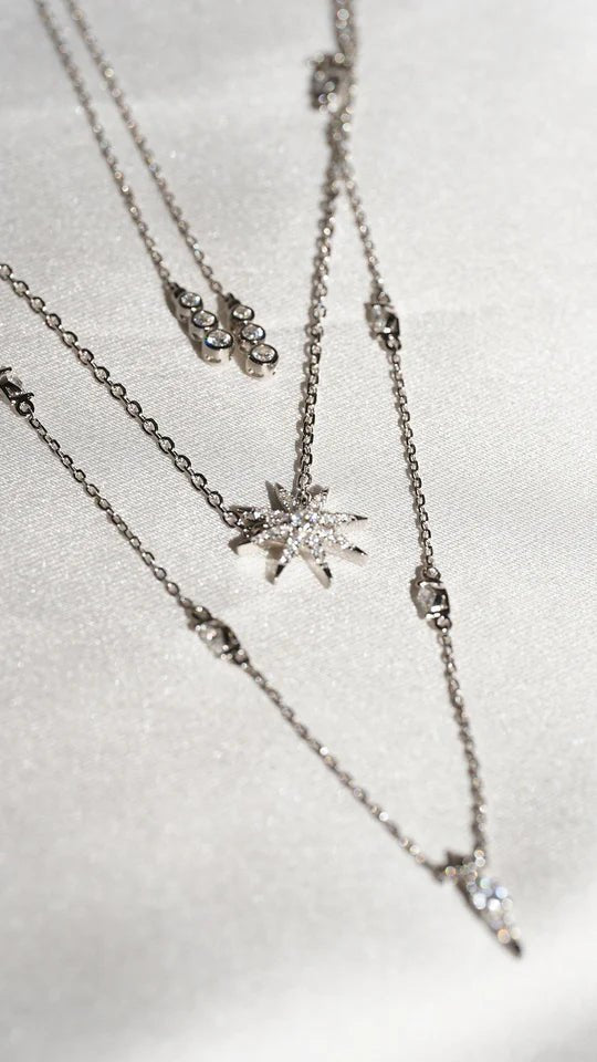 Light Of The Stars Layered Adjustable Necklace - ARTSY SILVER