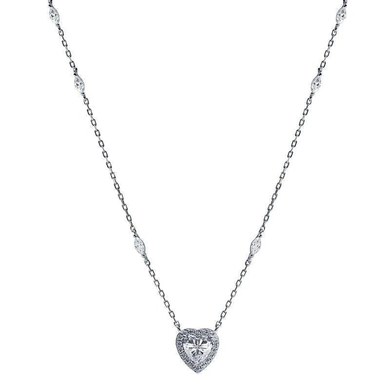 Sweetheart Zircon Silver Necklace - ARTSY SILVER
