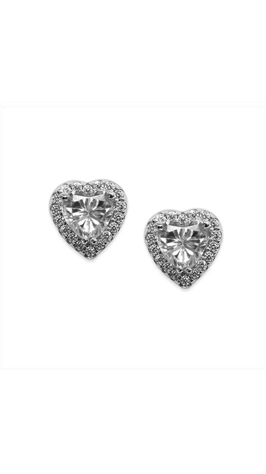 Sweetheart Silver Zircon Earrings - ARTSY SILVER