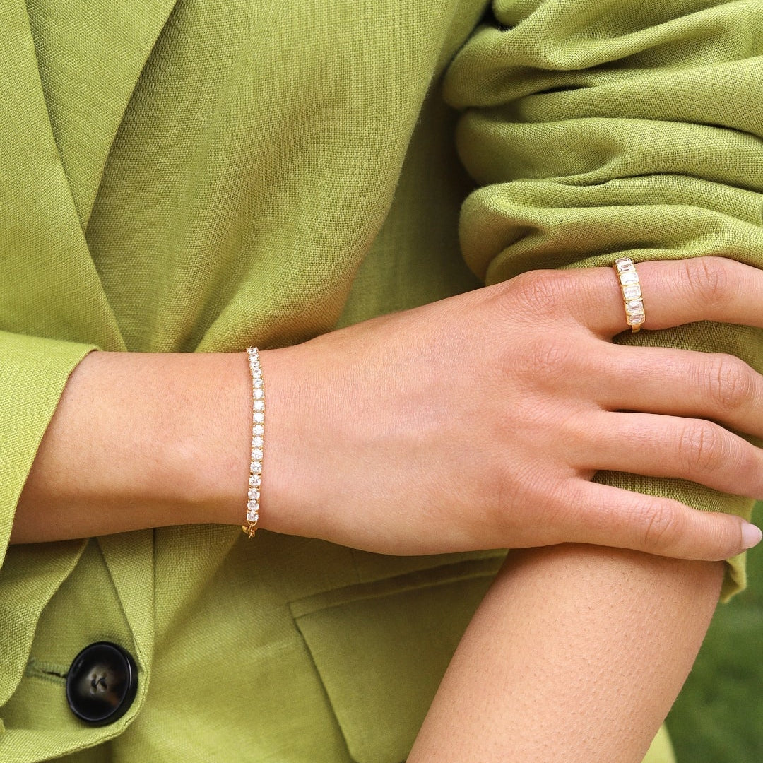 Tennis Adjustable Bracelet 3mm Gold Plating - ARTSY SILVER