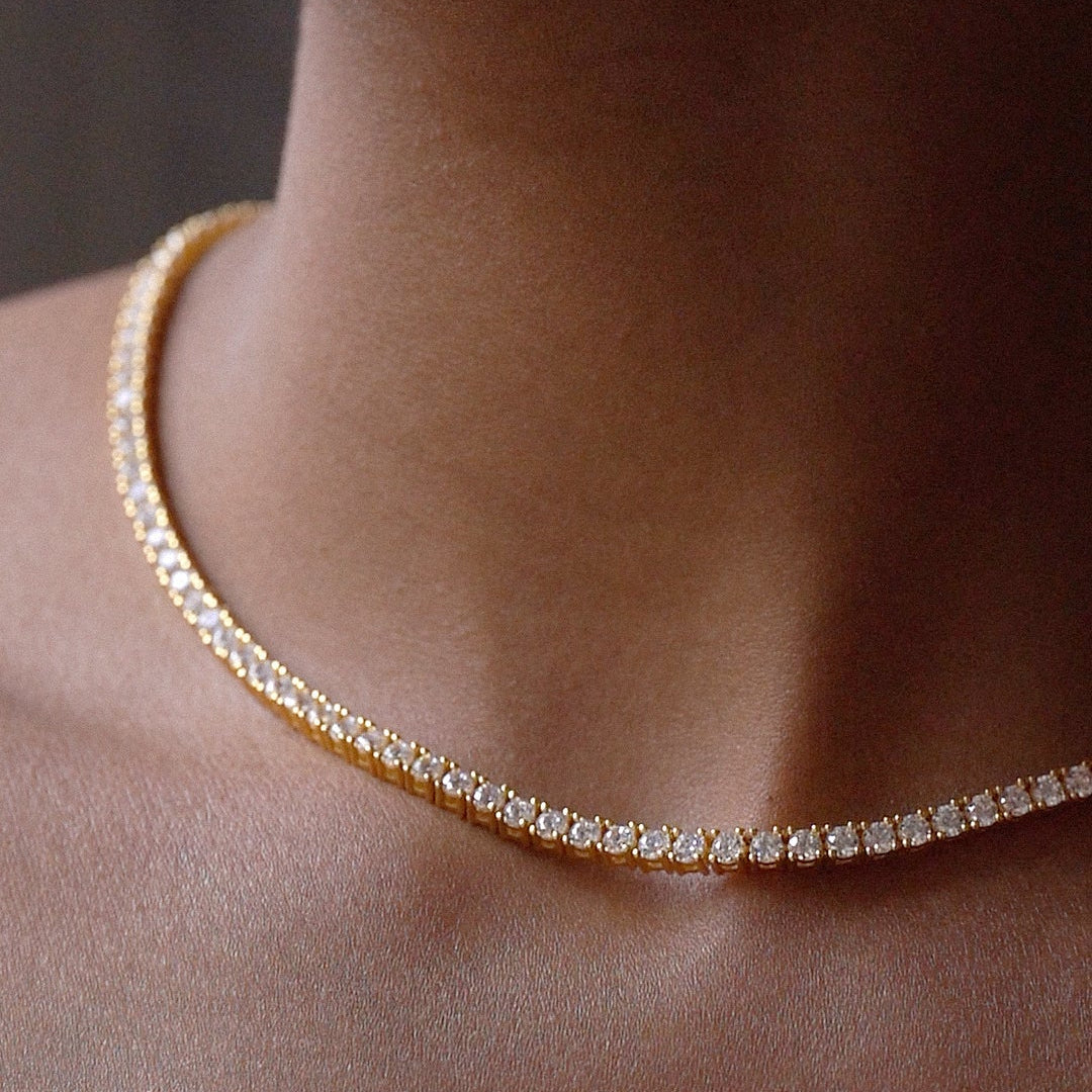 3mm Tennis Necklace Gold Plating - ARTSY SILVER