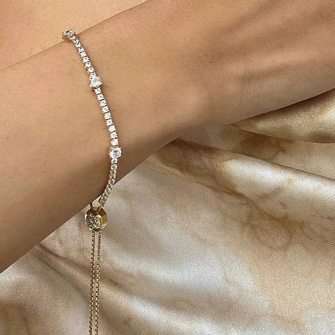 Tennis Multi Stone Bracelet Gold Plated - ARTSY SILVER