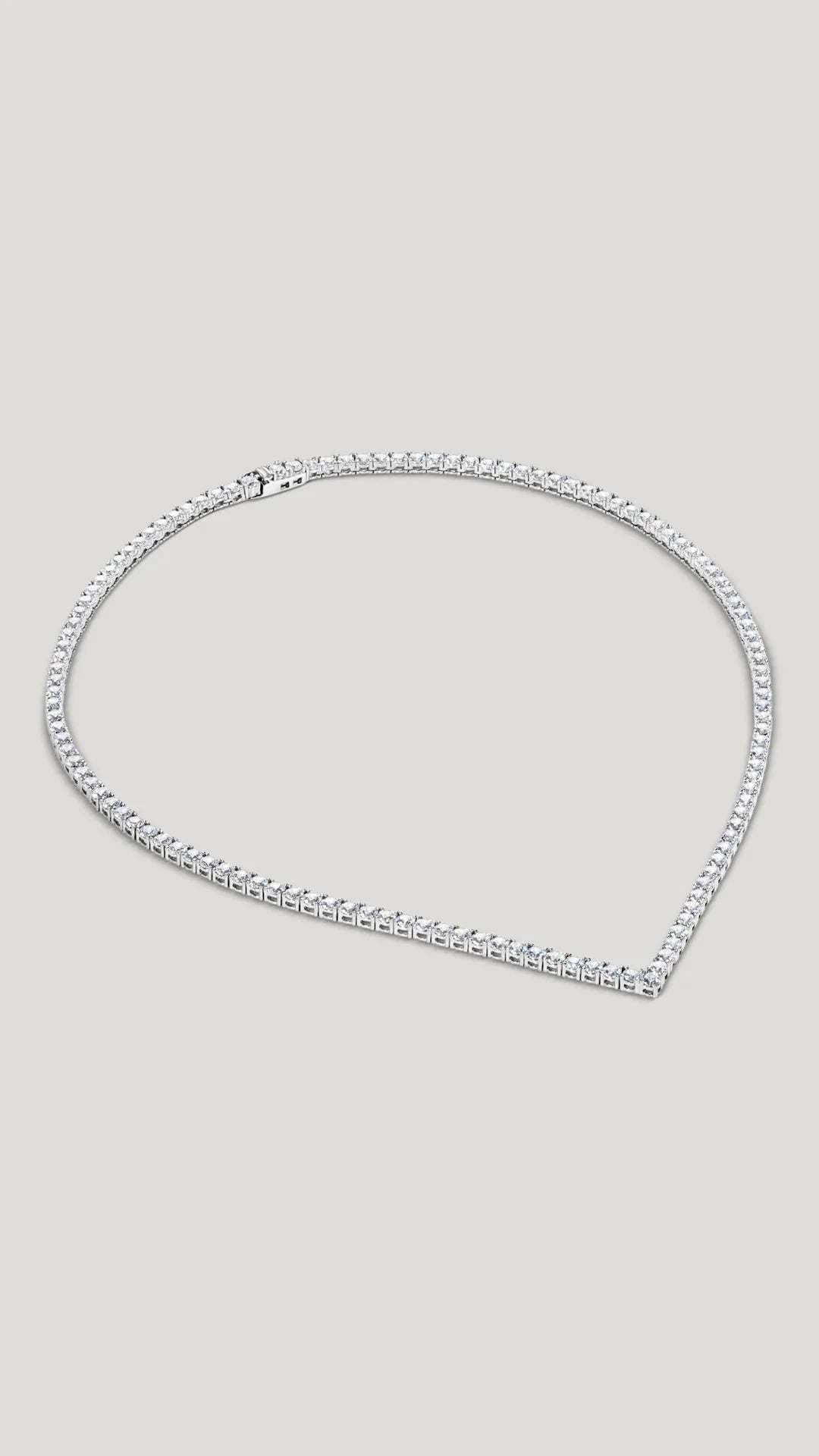 Vee - line Tennis Necklace 3mm Silver 42cm - ARTSY SILVER